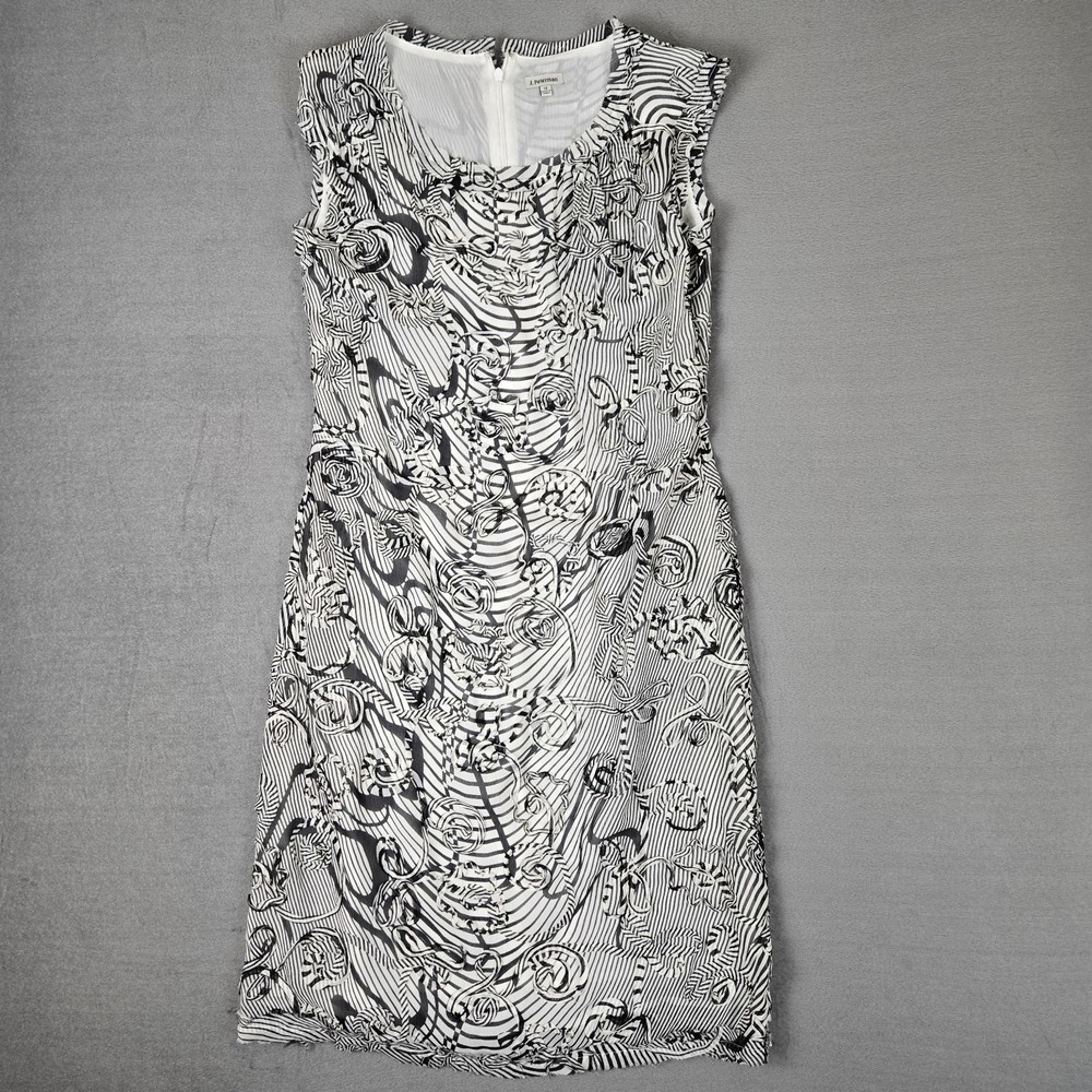 J. Peterman Dress Womens 12 Black White Sleeveless Midi Abstract